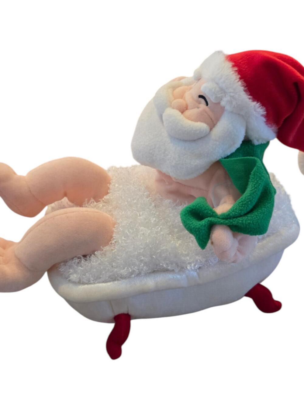 Vintage Sound 'n Light Animatronics Splash Greetings Santa in a Bathtub Plush